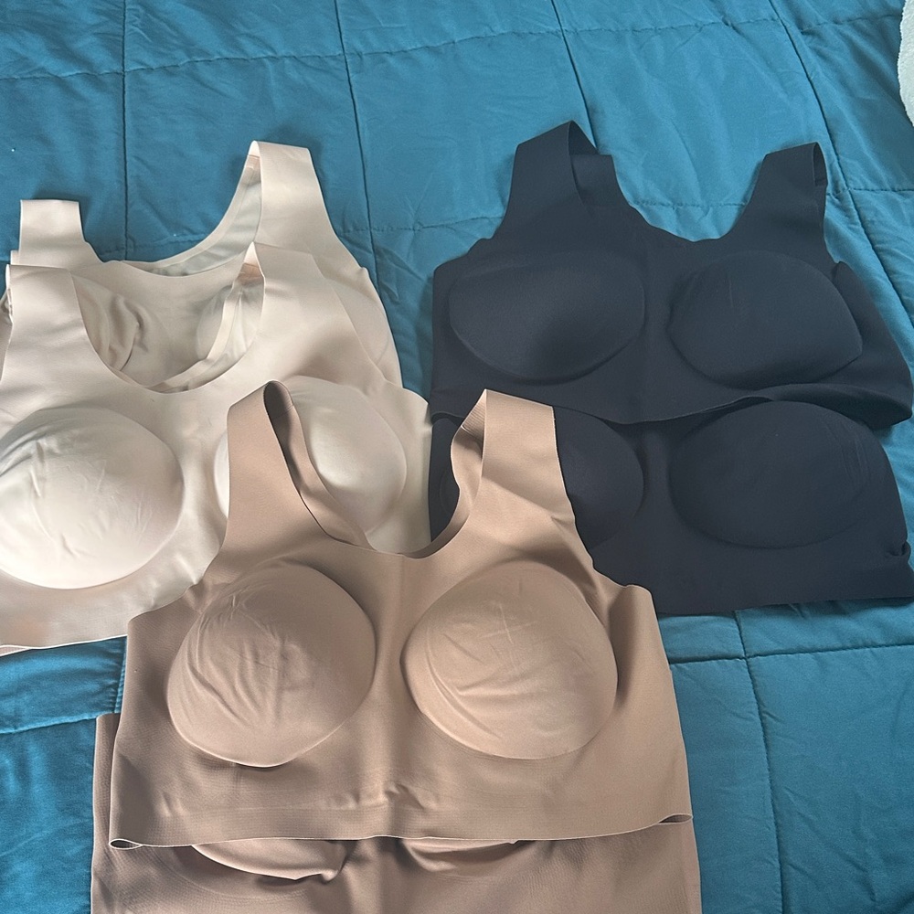 Everyday Smooth Wireless Bralette - Black, Nude, Ivory Lot of 6 Pcs